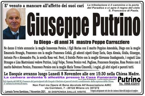 Esequie GIUSEPPE PUTRINO